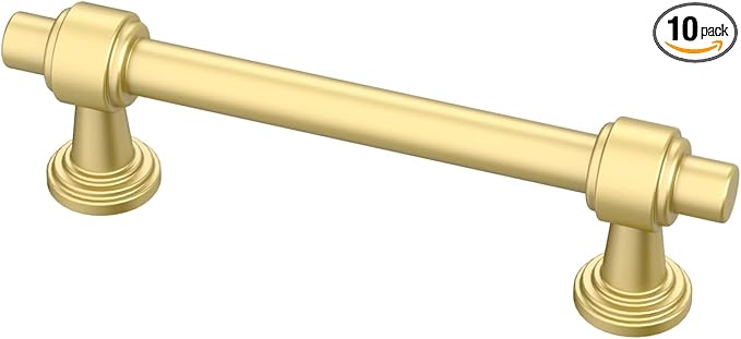 Alzassbg 10 Pack Matt Gold Cabinet Pulls, 3-3/4 Inch(96mm) Hole Centers Cabinet Handles Kitchen Hardware Straight Bar for Cabinets and Drawer AL3505MGP