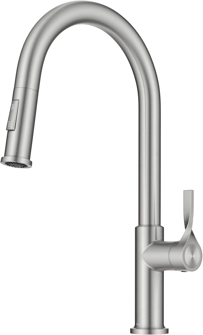 KRAUS Torak Pull Down Kitchen Faucet in Spot-Free Stainless Steel with 2 Function Sprayer, Pre-Attached Water Lines, and Mounting Hardware, KPF-2840SFS