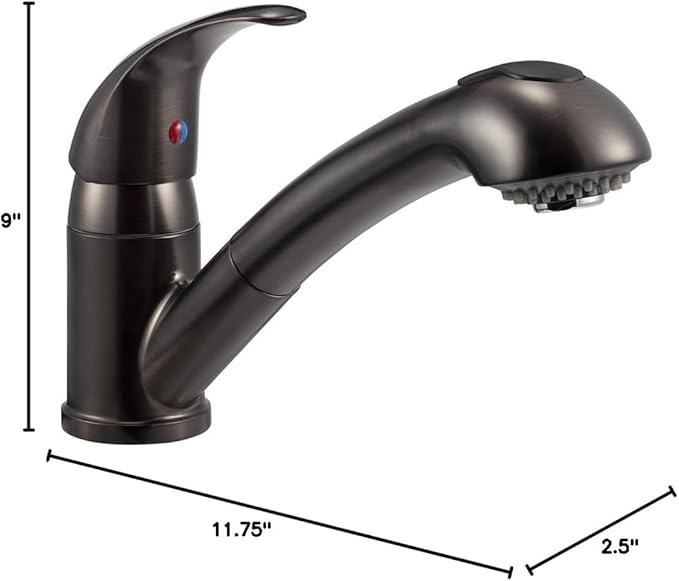 Dura Faucet DF-NMK852-VB RV Pull-Out Swivel Single Handle Kitchen Sink Faucet - One-Hole (Venetian Bronze)
