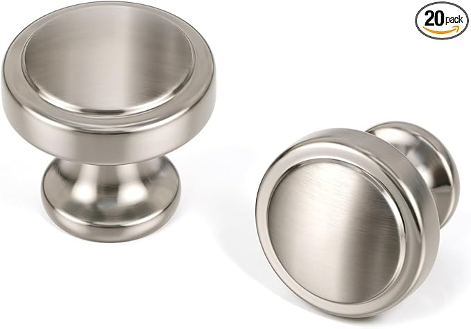 20 Pack Brushed Nickel Cabinet Knobs Dresser Drawer Knobs Round Silver Cabinet Hardware for Dresser Bathroom Satin Nickel Handles