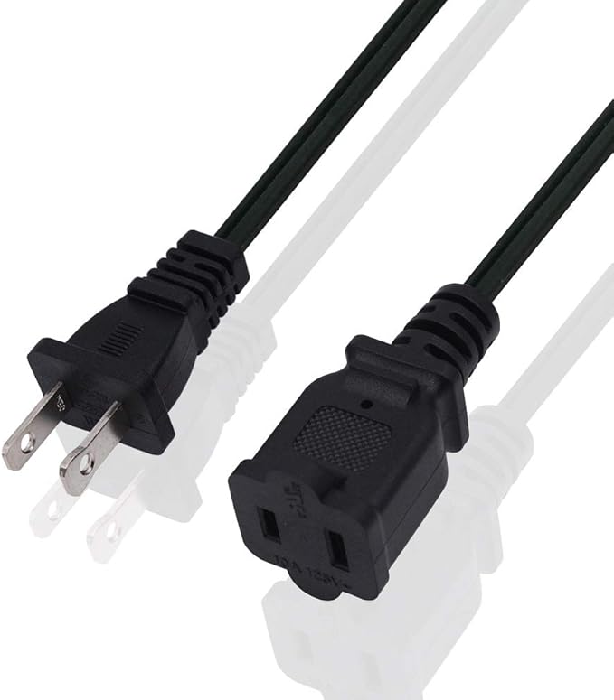 10 FT 2 Prong Extension Cord,Black Extension Cord 10 ft Indoor or Outdoor, Male/Female Power Cable for NEMA 1-15P to NEMA 1-15R,Extension Cable 2 Pack