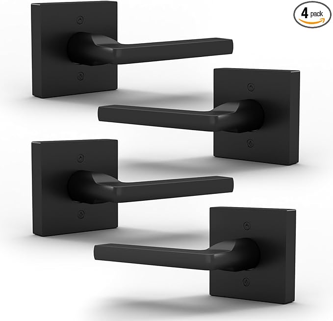 Mega Handles Prime Dummy Door Handles - 4 Pack Heavy Duty Black Door Handle, Non-Turning Door Handle for Hallway, Closet & French Doors, Single Side, Fits All Standard Doors - Matte Black