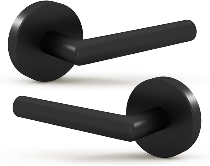 Mega Handles Ronn Dummy Lever & Lock Door Handle Set for Closet or French Doors Single Side, Non-Turning, Reversible Door Levers Fits All Standard Door Sizes, Screws Included - Matte Black (2 Pack)