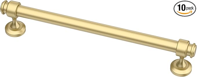 Alzassbg 10 Pack Matt Gold Cabinet Pulls, 7 Inch(177.8mm) Hole Centers Cabinet Handles Kitchen Hardware Straight Bar for Cabinets and Drawer AL3082MGP