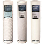 Bluonics 55W UV Ultraviolet Light Plus Sediment and Carbon Well Water Filter Purifier System with NPT 1" Ports, 12 GPM UV with 3 Filter Size 4.5” x 20" Filters for a Large Home/Commercial