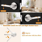 Probrico Interior Brushed Nickel Door Handle, Slim Handed Privacy Door Handles, Keyless Door Levers Lockset for Bedroom and Bathroom (8 Pack, Modern)