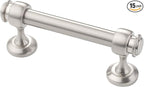 Alzassbg 15 Pack Brushed Satin Nickel Cabinet Pulls, 3 Inch(76mm) Hole Centers Cabinet Handles Kitchen Hardware Straight Bar for Cabinets and Drawer AL3082SN