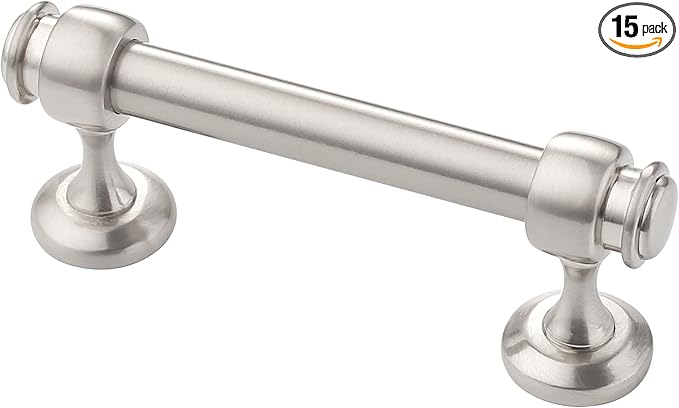 Alzassbg 15 Pack Brushed Satin Nickel Cabinet Pulls, 3 Inch(76mm) Hole Centers Cabinet Handles Kitchen Hardware Straight Bar for Cabinets and Drawer AL3082SN