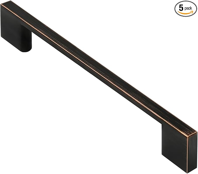 Alzassbg 5 Pack Oil Rubbed Bronze Cabinet Pulls, 6.3 Inch(160mm) Hole Centers Rectangle Cabinet Handles Kitchen Pulls for Drawers and Cabinets AL3051ORB