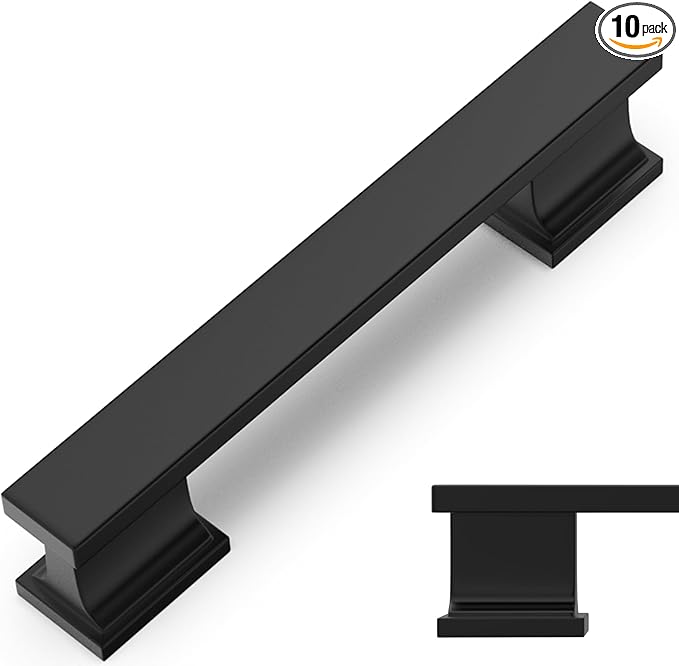 COTYKILEY 10 Pack 3.75 Inch(96mm) Matte Black Cabinet Handles Black Kitchen Cabinet Pulls Cabinet Door Handles Kitchen Cabinet Hardware