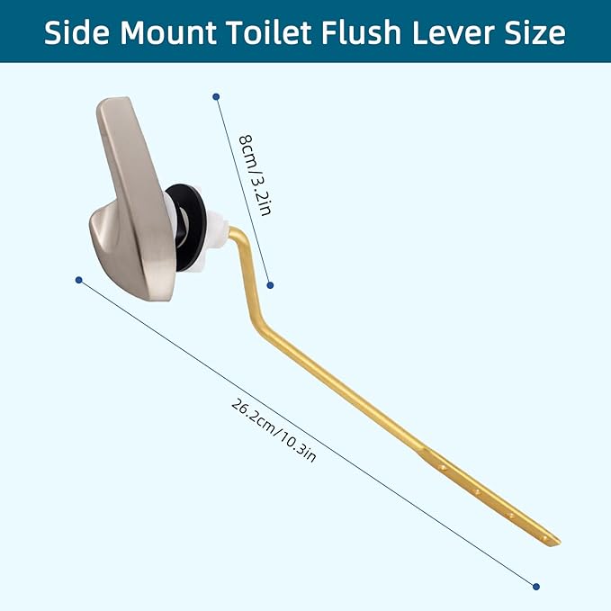 2Pack Universal Side Mount Toilet Handle Replacement Kit Compatible with Kohler K-GP30324-CP/Glacier Bay Toilet with Flapper Chains, Metal Toilet Flusher Lever, Brushed Nickel