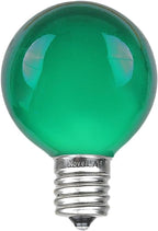 Novelty Lights Incandescent G50 Globe Replacement Bulbs - Outdoor Individual Bulbs for Events, Holiday Parties, Patios, and More - E17/C9 Intermediate Base, 7 Watt Lights (Green, 25 Pack)