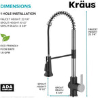 KRAUS Britt Commercial Style Single Handle Pull Down Kitchen Faucet in Spot-Free Stainless Steel/Matte Black, KPF-1691SFSMB