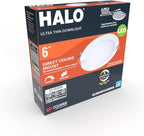 HALO HLB Recessed Lighting 6 Inch LED Thin Canless, Dimmable w/Selectable Color Temperatures, 4-Pack - HLB6099FS1EMWR-4PK