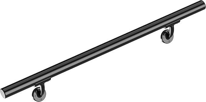 Meranti Aluminum Handrail for Indoor or Outdoor Steps and Stairs – Hand Rails for Elderly – DIY Complete Stair Railing Kit (AHR, Black, 6' Length)