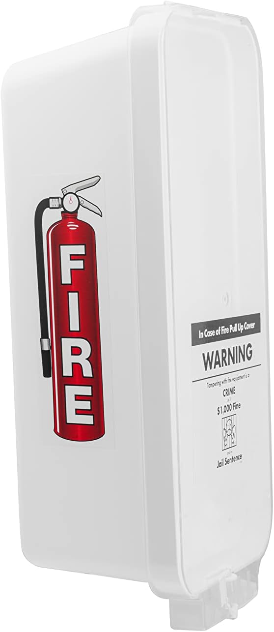 PRO&Family Fire Extinguisher Cabinet (1, White with Clear Pull-Cover, 10 lb)
