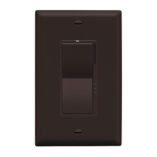 LIDER Dimmer Paddle Switch for Dimmable 300W LED/CFL Lights, 1-Pole or 3-Way, 120 V, Modern Upgrade, UL Listed, Wall Plate Included, Brown