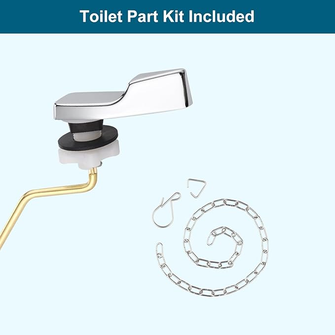 Universal Side Mount Metal Toilet Handle Replacement Kit Compatible with American Standard/Mansfield/Gerber/TOTO/Kohler Toilet, Toilet Tank Flusher Lever with Flapper Chain, Chrome