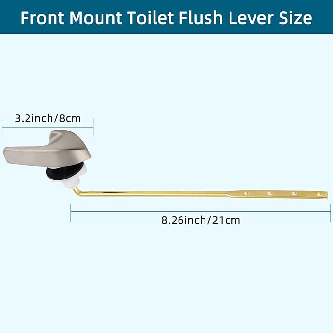 Universal Metal Front Mount Toilet Handle Replacement Kit Compatible with Kohler Toilet Tank Parts, Toilet Flush Lever Handle with Flapper Chains, Brushed Nickel