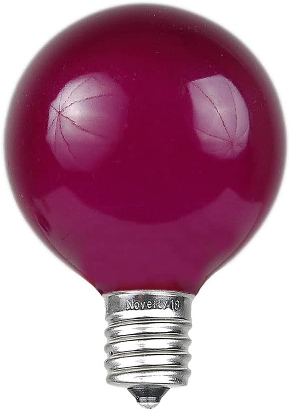 Novelty Lights 25 Pack G40 Purple Outdoor Globe Bulbs, Light Bulbs Glass Incandescent Bulbs with 3000 Hour Lifespan, Globe String Lights Replacement Bulbs