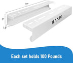 HandT USA Based Overhead Garage Storage Rack, Ceiling Tote Bin Organization Rails Shelving Racks System, Heavy Duty Hanging Metal Rack Systems for 27 Gallon Container, Supports Most Bins, 4 Sets White