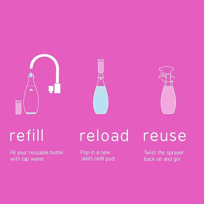 JAWS Multi-Purpose Cleaner Kit - 25 oz Refillable Bottle, 2 Lavender Scented Refills, Ideal for Bathrooms, Kitchens, Floors, and More