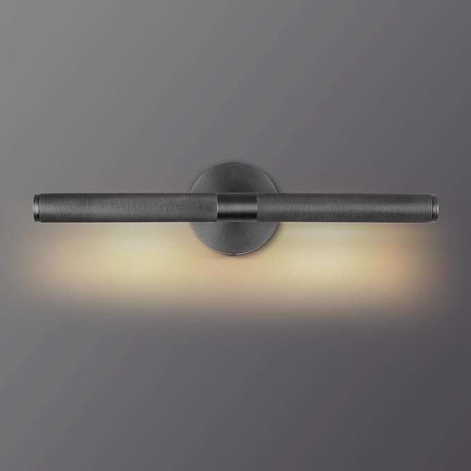 Hardwired Black 19" Knurled Picture Lights, Rotatable 360°Picture Lights for Wall, Art Lights, Gallery Light, Museum Lights for Wall Art, Picture Frame Light, Sconce Light, Include Bulb