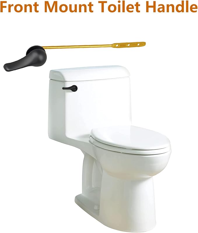 Toilet Handle Replacement Kit, Toilet Flush Handle with Stainless Steel Flapper Chains, Universal Toilet Lever for Most Front Mount Toilets, Matte Black Toilet Flush Lever