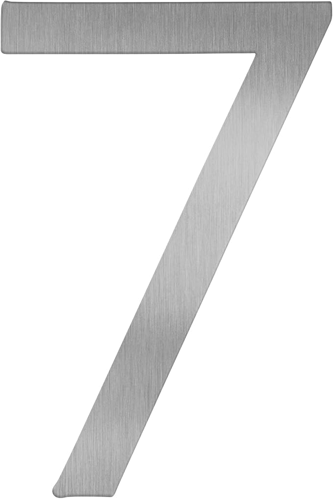 Adoorn 4 Inch Mailbox Numbers - Number 7, Silver Color, Each Sold Individually, Premium Metal Self Stick Address Numbers, Weatherproof Mailbox Numbers for Outside