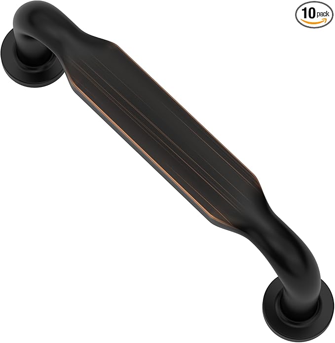 Alzassbg 10 Pack Oil Rubbed Bronze Cabinet Handles, 3 Inch(76mm) Hole Centers Arch Modern Cabinet Pulls Kitchen Cabinets Hardware for Cabinets and Drawers AL3503ORB