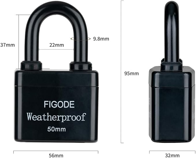 FIGODE® Outdoor Waterproof Padlocks, Covered Heavy Duty Laminated Steel Locks, Large Sturdy Locks, 2.2 in. Wide, 8 Locks Same Key, Standard Shackle