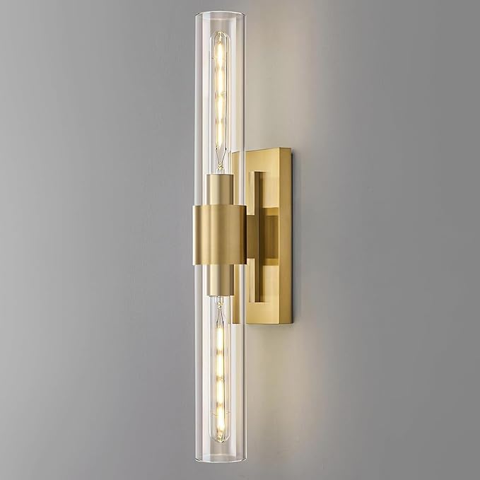 Gold Bathroom Vanity Lights Over Mirror,Modern Wall Light Fixture Sconce with Clear Glass for Bedroom,Bathroom,Hallway.