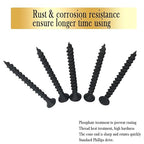 #6 x 1-1/2" Fine Thread Drywall Screw with Phillips Bugle Head, Black Phosphate Coated, Sharp Point, High Strength Quick Self Self Tapping Screw for Drywall Sheetrock, Wood and More, 80Pcs