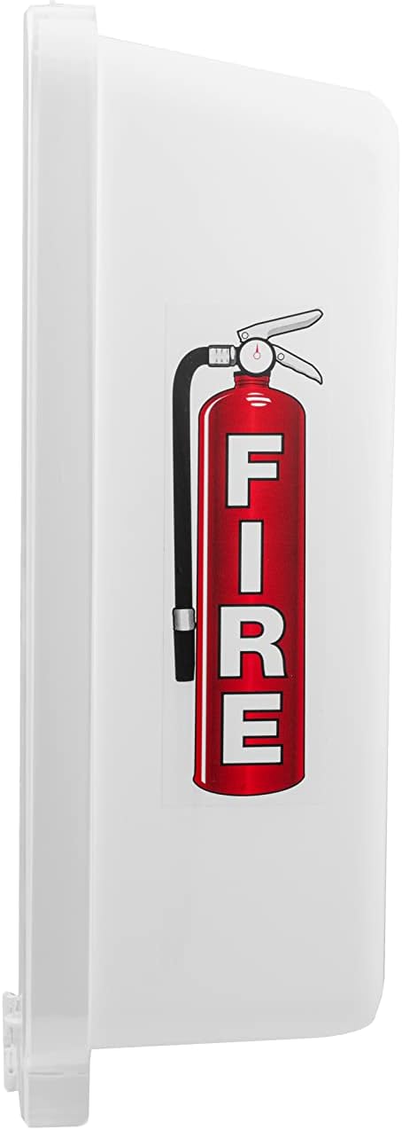 Fire Extinguisher Cabinet Fire Extinguisher Box Outdoor Fire Cabinet Mounted Fire Extinguisher Cabinet Fire Extinguisher Cover (White with Clear Pull-Cover, Rx350, Plastic, 10 Pounds, 4, AKA1)