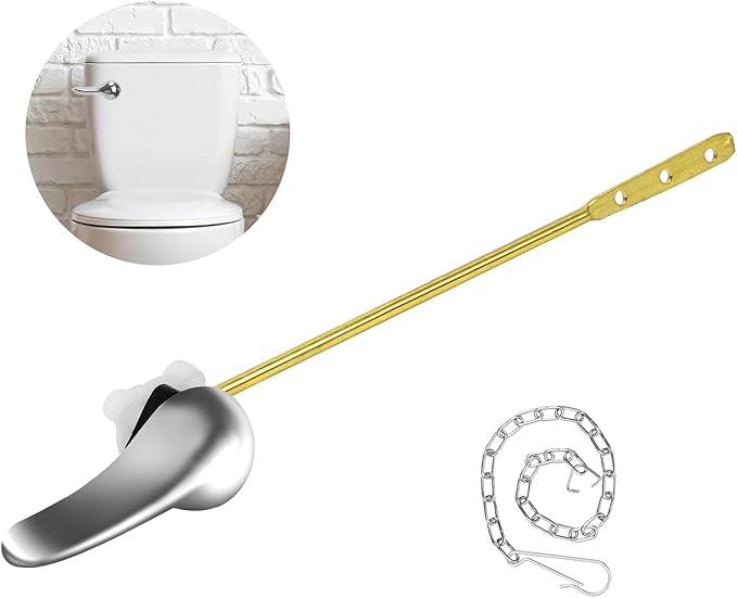 Toilet Flush Handle Replacement Kit, Zinc Alloy Toilet Handle Brass Lavatory Flusher Lever for Most American Standard Toilet Bowls, Universal Replacement Kit (Silver)
