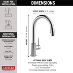 Delta Faucet Trinsic Brushed Nickel Kitchen Faucet, Kitchen Faucets with Pull Down Sprayer, Kitchen Sink Faucet, Faucet for Kitchen Sink with Magnetic Docking Spray Head, Arctic Stainless 9159-AR-DST