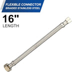 10-Pack EFIELD 16-inch Faucet Supply Lines, 1/2" FIP x 3/8" COMP Faucet Hose, Stainless Steel Braided Supply Line,(HOSE045-10PCS)