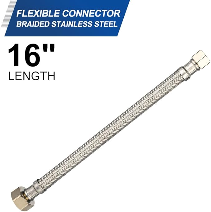 10-Pack EFIELD 16-inch Faucet Supply Lines, 1/2" FIP x 3/8" COMP Faucet Hose, Stainless Steel Braided Supply Line,(HOSE045-10PCS)