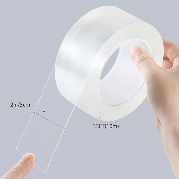 HSTECH Transparent Window Weather Sealing Tape, 2-Inch x 33ft, Clear Window Draft Isolation Sealing Film Tape for Door Draft Stopper Adhesive Tape, Doors Windows and Shower Glass Gaps (2IN x 33FT)