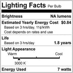 Sunlite 01285 7C7 Incandescent Bulb, 7 Watt, Candelabra E12 Base, C7 Small Night Light, Colored Bulb, White, 25 Count