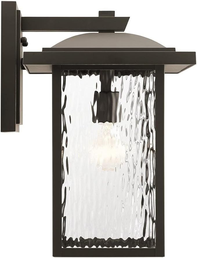 Kichler Capanna 16" Outdoor Wall Light in Olde Bronze®, 1-Light Exterior Wall Sconce Porch Light with Clear Water Glass, (16" H x 10.5"), 49926OZ