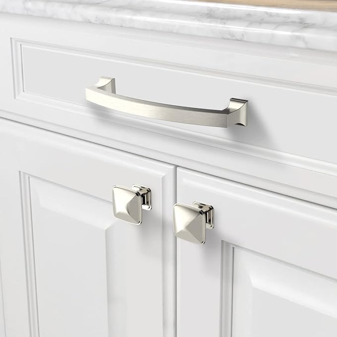 Asidrama 6 Pack 5 Inch(128mm) Hole Centers Kitchen Cabinet Handles, Brushed Satin Nickel Cabinet Pulls Kitchen Cabinet Hardware for Cupboard Drawer Pulls