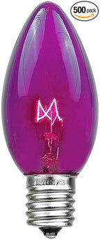 Novelty Lights 500 Case C7 Outdoor Christmas Replacement Bulbs, Purple, C7/E12 Candelabra Base, 5 Watt, 500 Bulbs