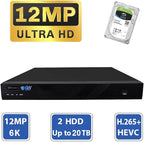 GW Security 16 Channel 12MP NVR UltraHD 4K Human/Vehicle Detection PoE Security Camera System with 12 x 8MP IP Microphone 135° FoV AI Dome Camera, 100ft Night Vision, Waterproof Surveillance Camera