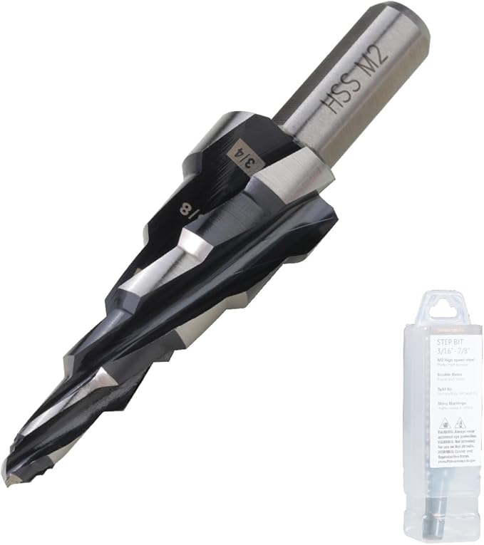 1/4 to 3/4 Inch Step Drill Bit, M2 High Speed Steel Drill bits for Hole Drilling in Extra Thick Material/Panel/Plate, Stainless Steel, Copper, Aluminum, Wood, Plastic