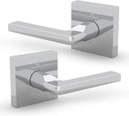 Mega Handles Prime Dummy Lever, Door Handle for Closet or French Doors, Single Side Door Levers, Non-Turning, Fits All Standard Door Sizes, Covered Screws Included - Polished Chrome (2 Pack) 5"