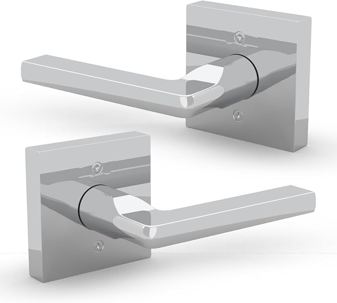 Mega Handles Prime Dummy Lever, Door Handle for Closet or French Doors, Single Side Door Levers, Non-Turning, Fits All Standard Door Sizes, Covered Screws Included - Polished Chrome (2 Pack) 5"