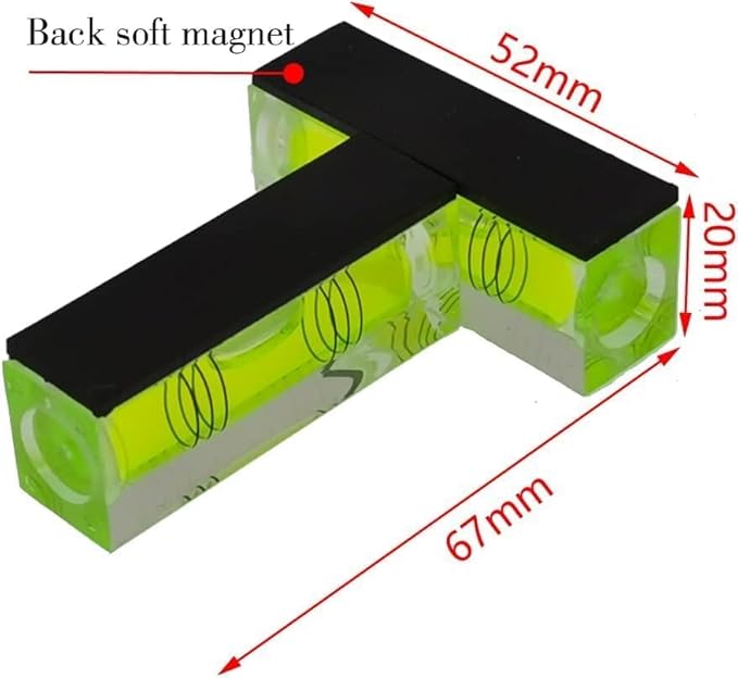UMEI T-Type Mini Level,Magnetic Function of Level Instrument Platform can use Level Instrument Small Level Ruler Level Bubble Bead (Without keychain)