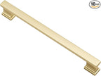 Alzassbg 10 Pack Matt Gold Cabinet Pulls, 7-1/2 Inch(192mm) Hole Centers Kitchen Cabinet Handles for Cabinets and Drawers AL3061MGP