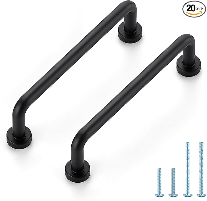JOY DECOR Cabinet Pulls – 3-3/4 Inch Hole Center, Matte Black, 20 Pack, Zinc Alloy Cabinet Handles for Drawers & Cupboard – Vintage Style Hardware for Kitchen, Bathroom, Dresser, Furniture Makeover